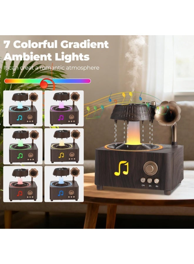 Eworld Rain Drop Humidifier 250ml Cool Mist & Essential Oil Diffuser | Bluetooth Speaker with Raindrop Sound & Natural White Noise | 7-Color LED Night Light | Auto Shut-Off | Bedroom Home Office | 17 × 18.8 × 14.5 cm - Image 2